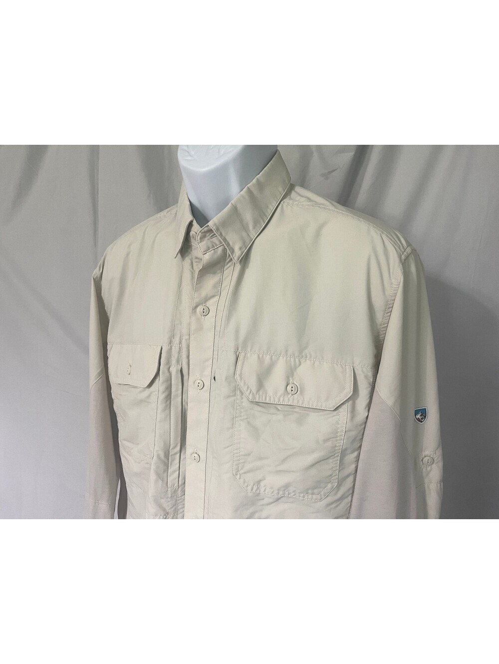 Kuhl Men's Ivory Long Sleeve Vented Hiking Fishing Shirt Large L EUC